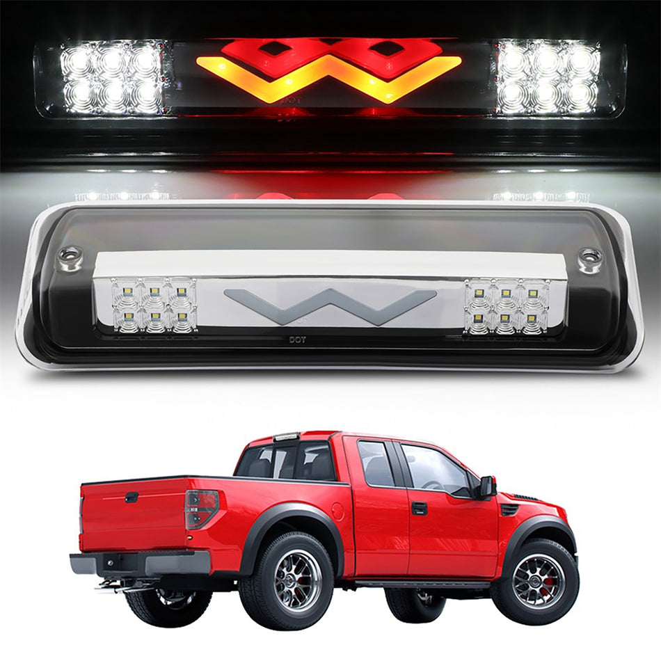 Ford F150/Lincoln Mark LT 2004 2007 2008 14.37 inch LED 3rd Brake Light Clear Lens Chrome Housing