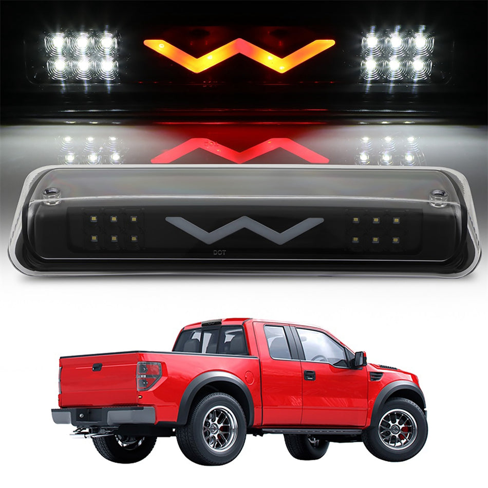 Ford F150/Lincoln Mark LT 2004 2007 2008 14.37 inch LED 3rd Brake Light Clear Lens Black Housing