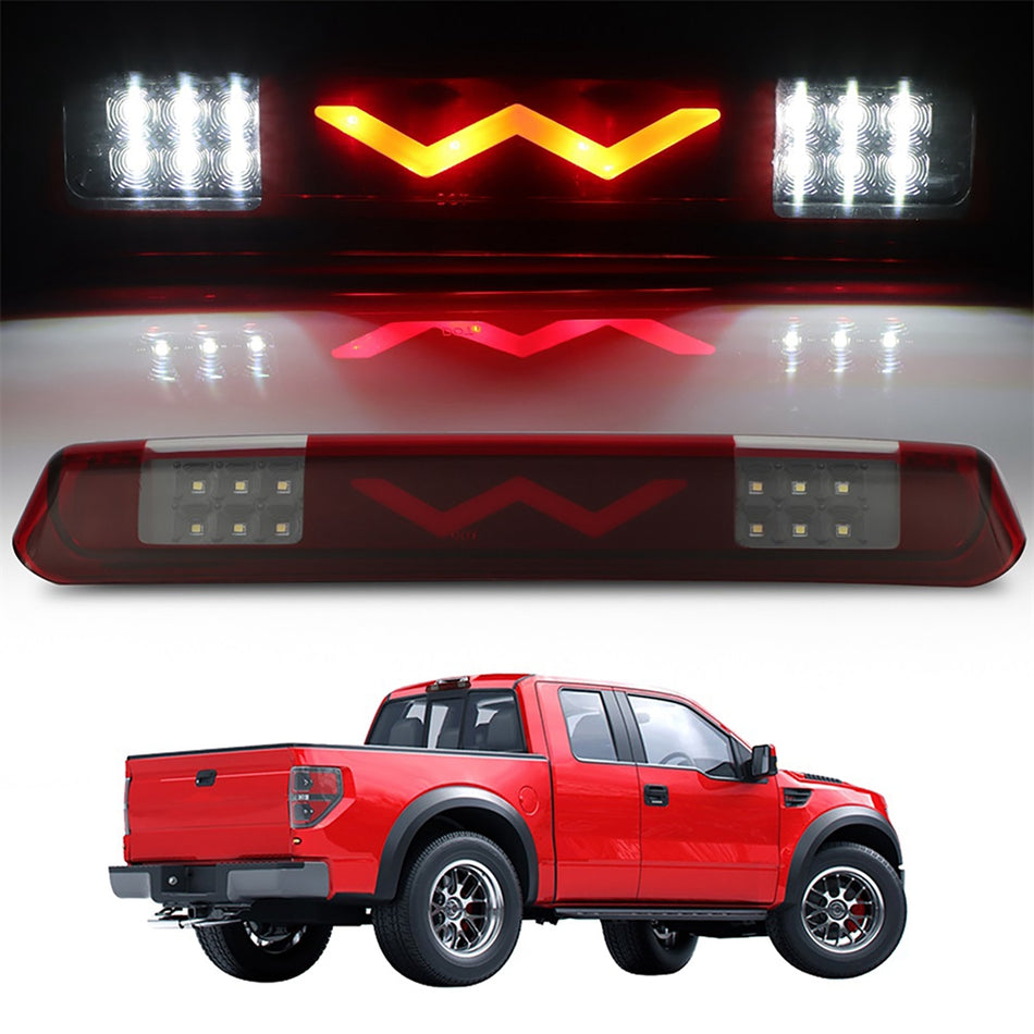 Ford F150/Lincoln Mark LT 2004 2007 2008 14.37 inch LED 3rd Brake Light Red Lens Black Housing