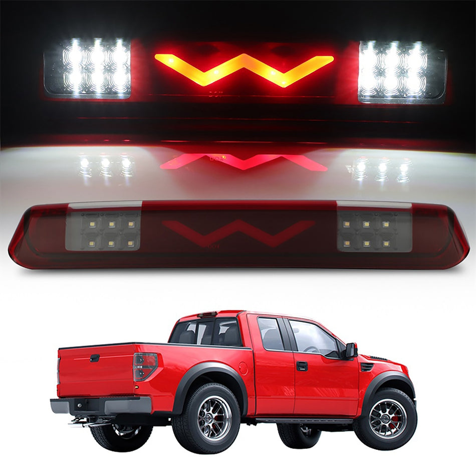 2004-2008 Ford F150 14.37 inch Rear LED 3rd Brake Light Red Lens Black Housing