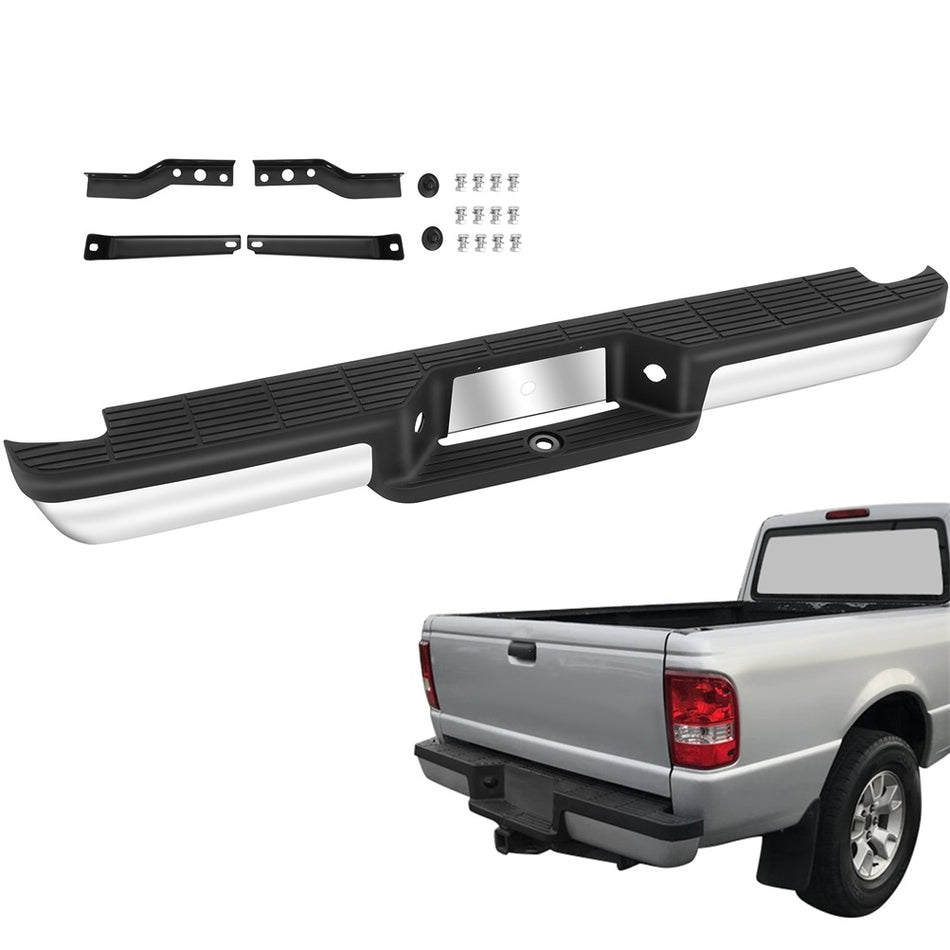 Chrome Complete Steel Rear Step Bumper Assembly for 1993-2011 Ford Ranger