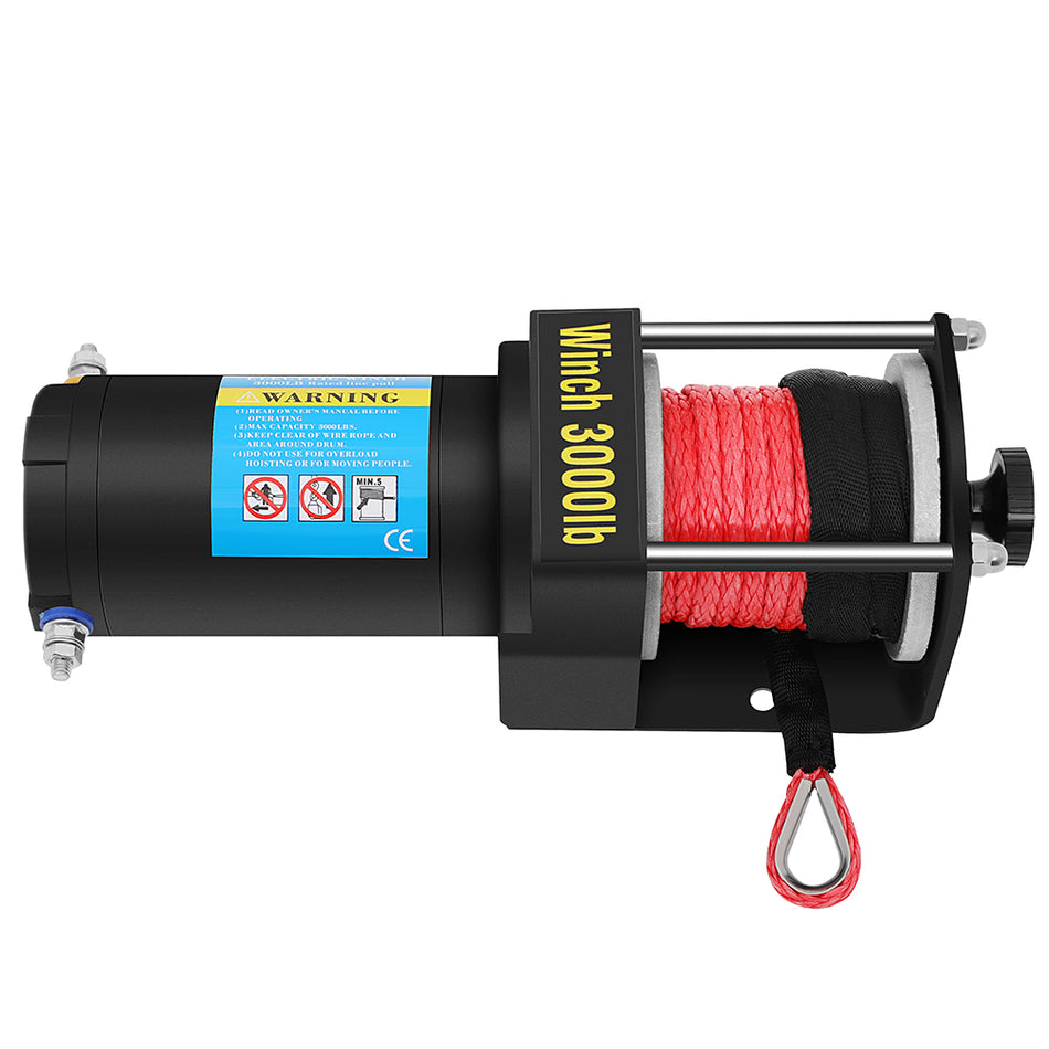 OFA 3000LBS Electric Winch Synthetic Rope Truck Trailer Towing Off Road 4WD