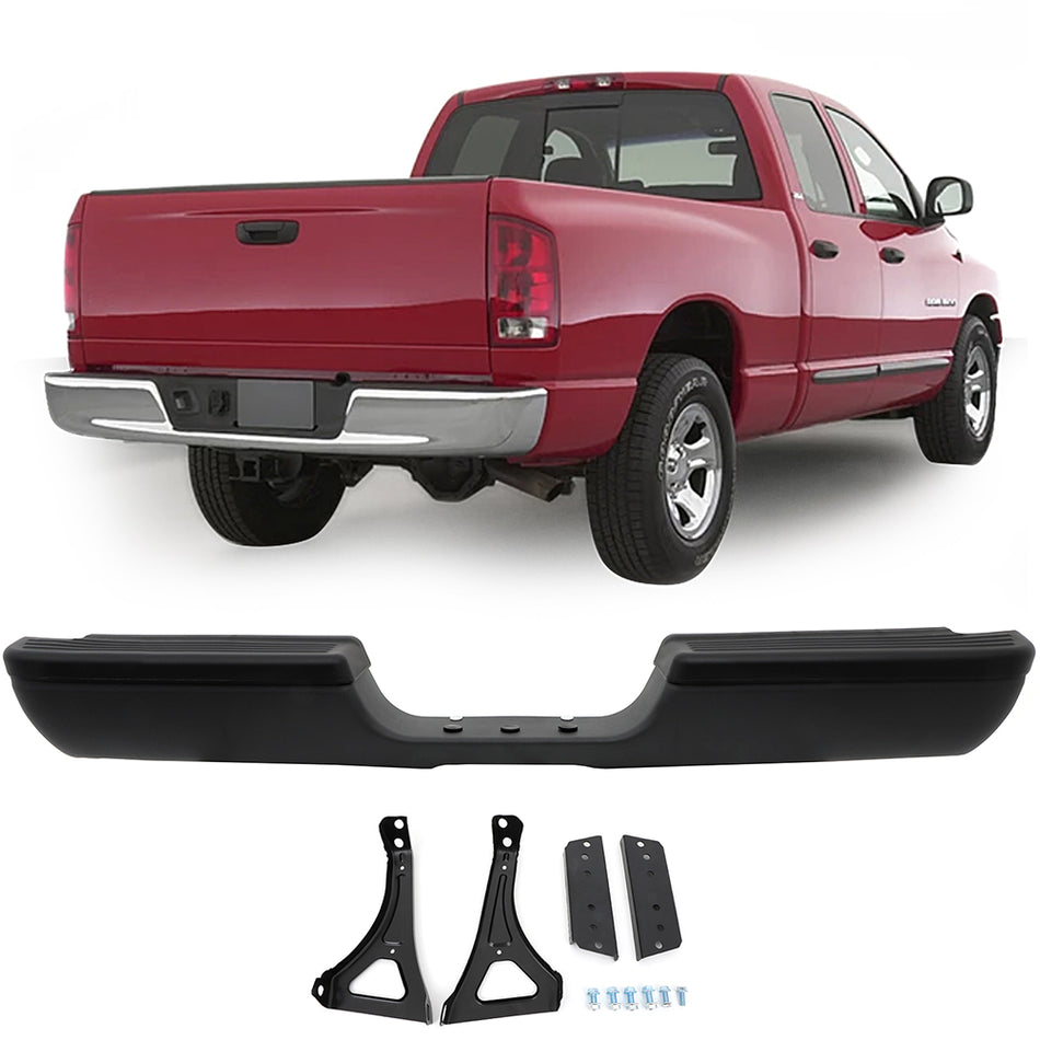 Black Rear Bumper Assembly no Sensor Hole for 1994-2002 Dodge Ram 1500 2500