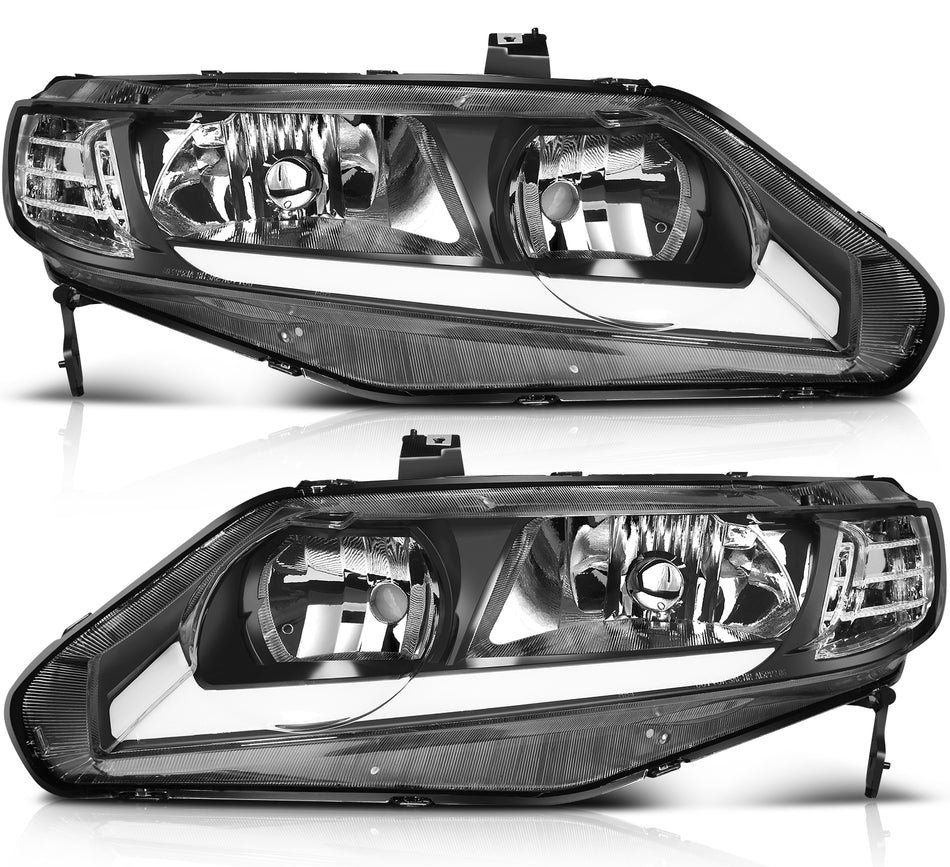 Headlights For Honda Civic 2006-2011 Front withReflector LED DRL LeftRight