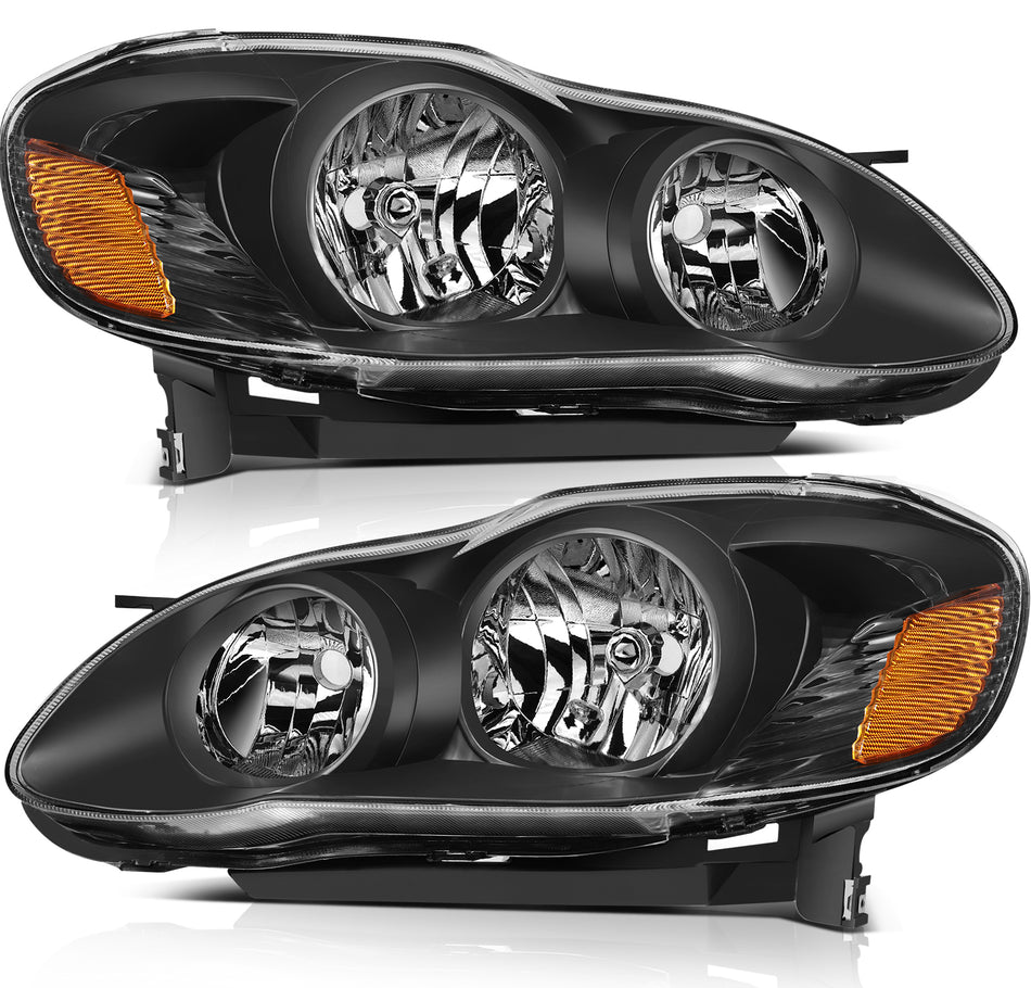 Fits Toyota Corolla 2003-2008 Front Halo Bar Headlight Assembly Pair Replacement