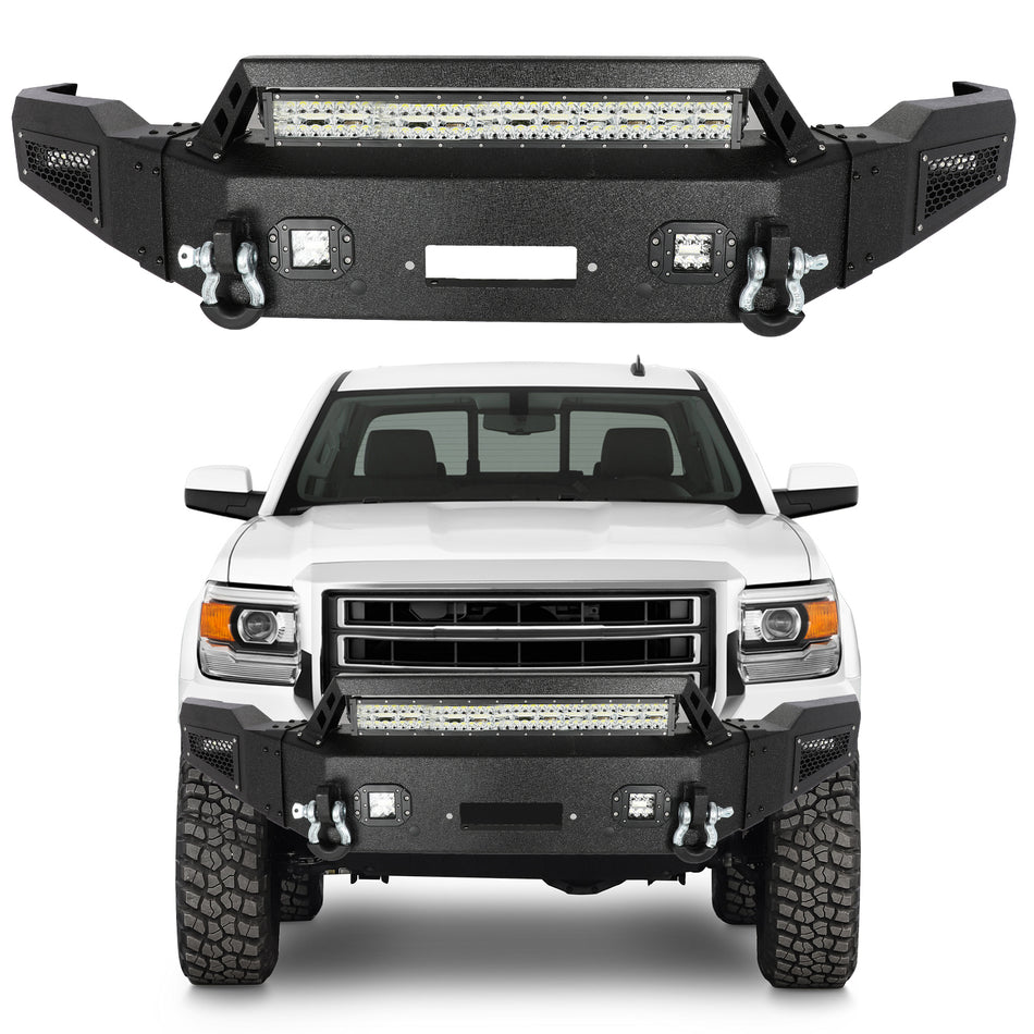 For 2014-2015 GMC Sierra 1500 Black Off-Road Front Bumper with Winch Plate