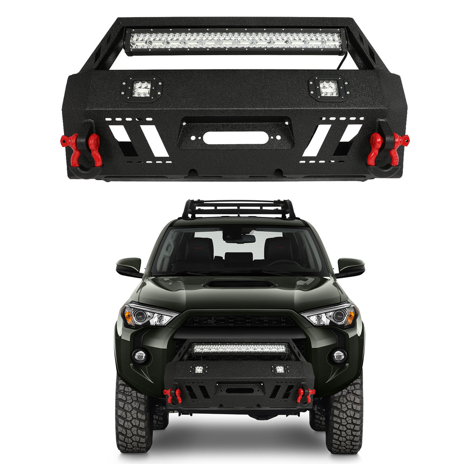 Textured Steel Front Bumper For 2010-2020 Toyota 5 Gen 4 Runner w/ LED Light Bar