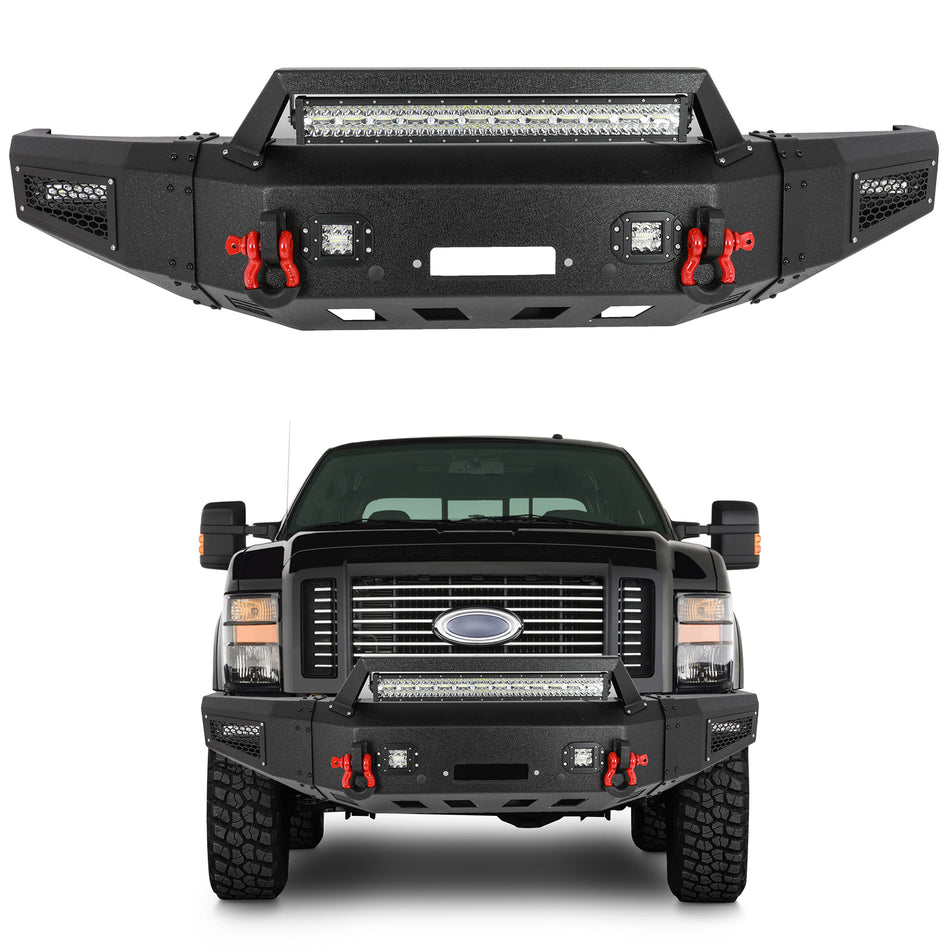 Front Steel Bumper Fits 2008-2010 Ford F250 F350 Super Duty w/Lights&Winch Seat