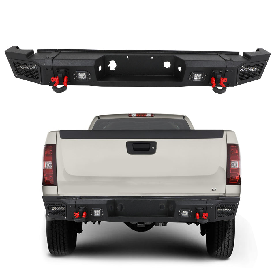 OFA Steel Rear Bumper Fits 2007-2010 Chevy Silverado 2500 3500 With LED Lights