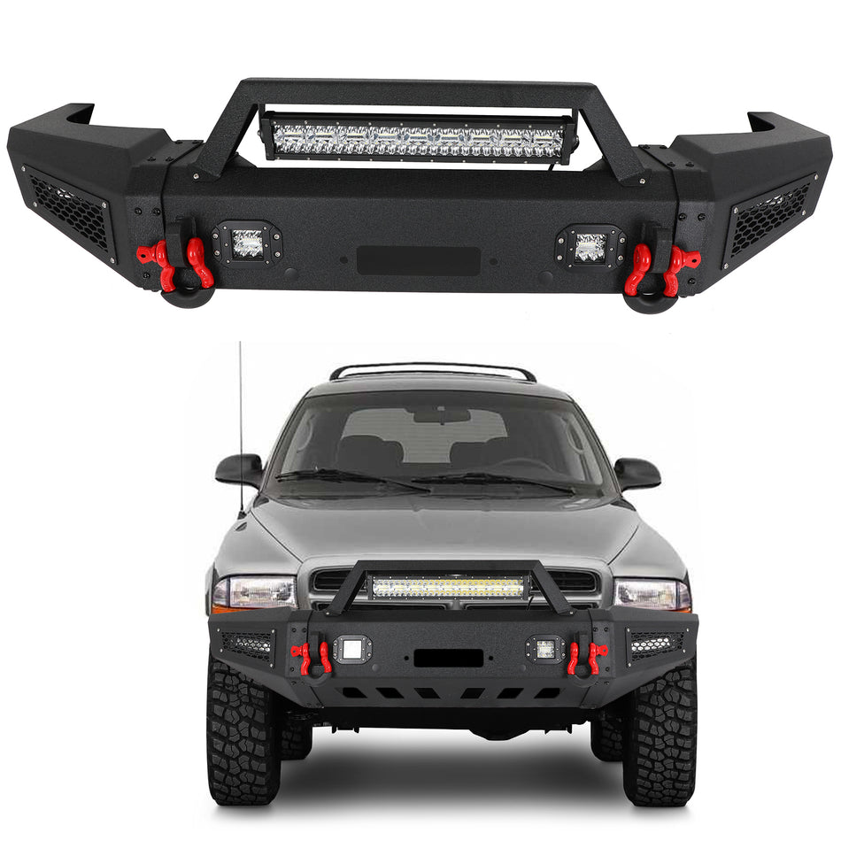Front Bumper Assembly For 1997-2004 Dodge Dakota w/ Winch Plate LED Lights Steel