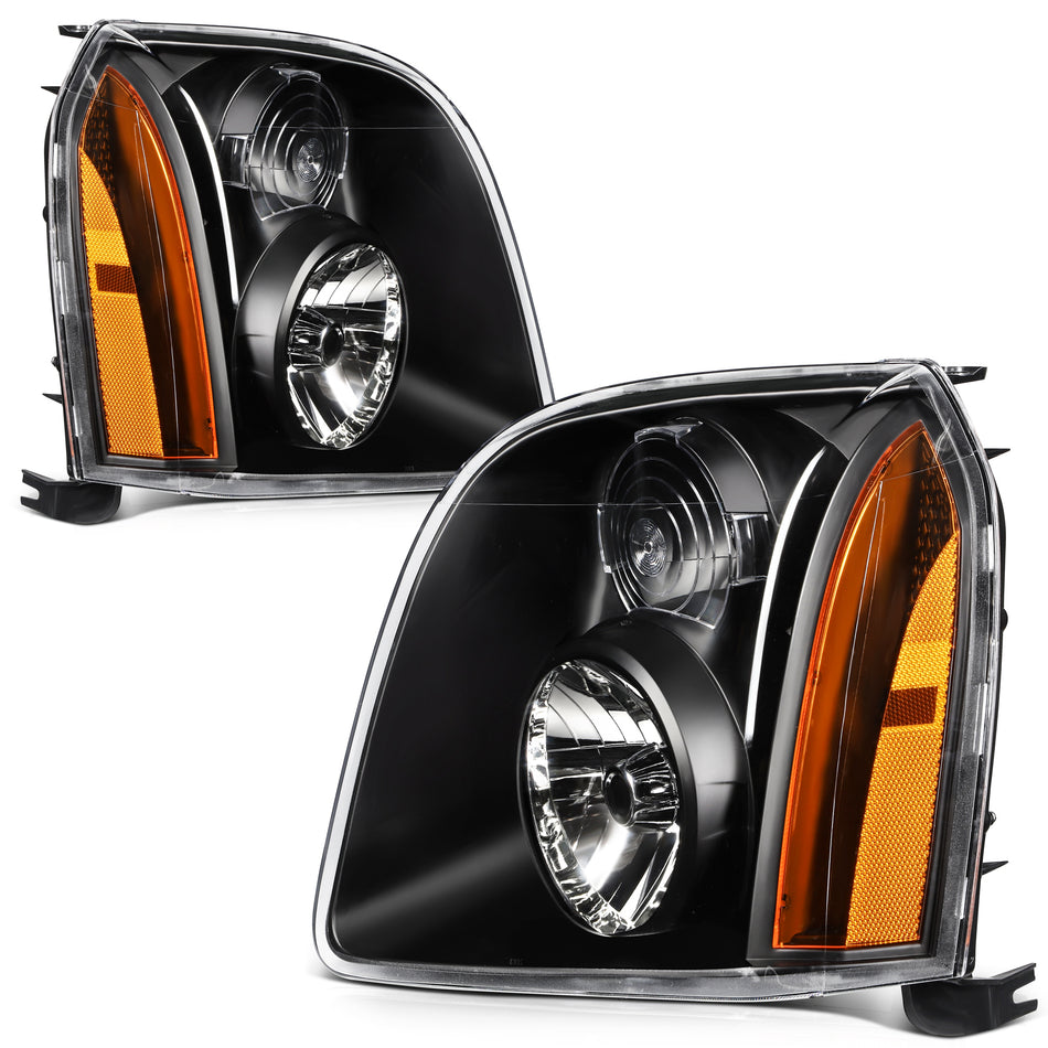 Headlight Assembly Pair For GMC Yukon XL 1500 2500 2007-2014 Black Housing
