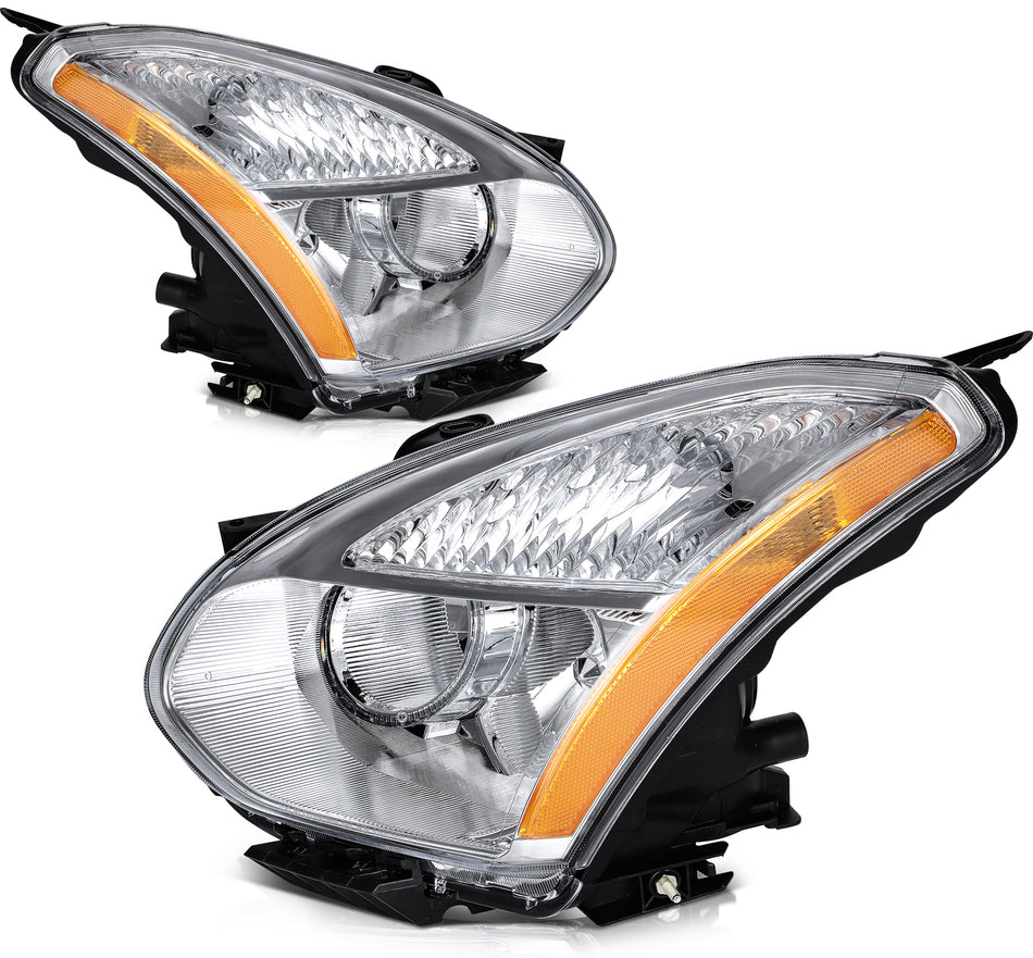 For Nissan For Rogue 2008-2013 Headlights Assembly Pair Chrome Housing Headlamp