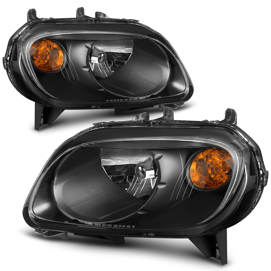 For Chevy HHR 2006-2011 Black Housing Headlights Assembly Pair LeftRight Sides