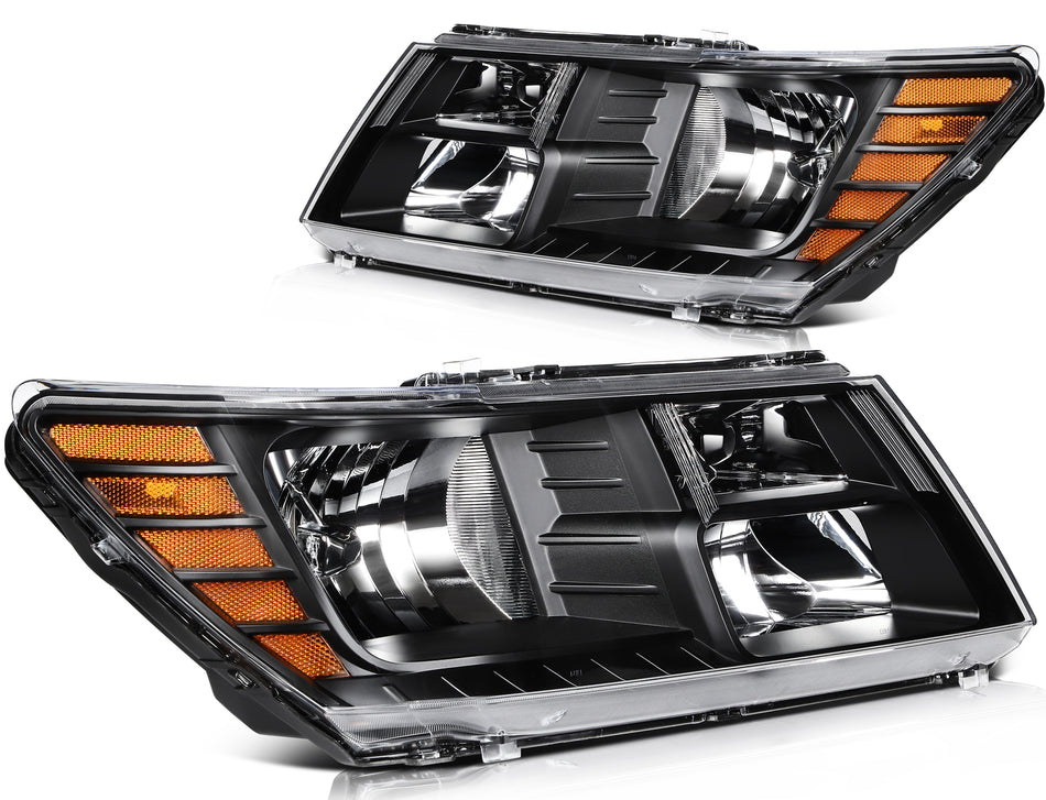 Headlights Assembly For Dodge Journey 2009-2020 Black Housing LeftRight Pair