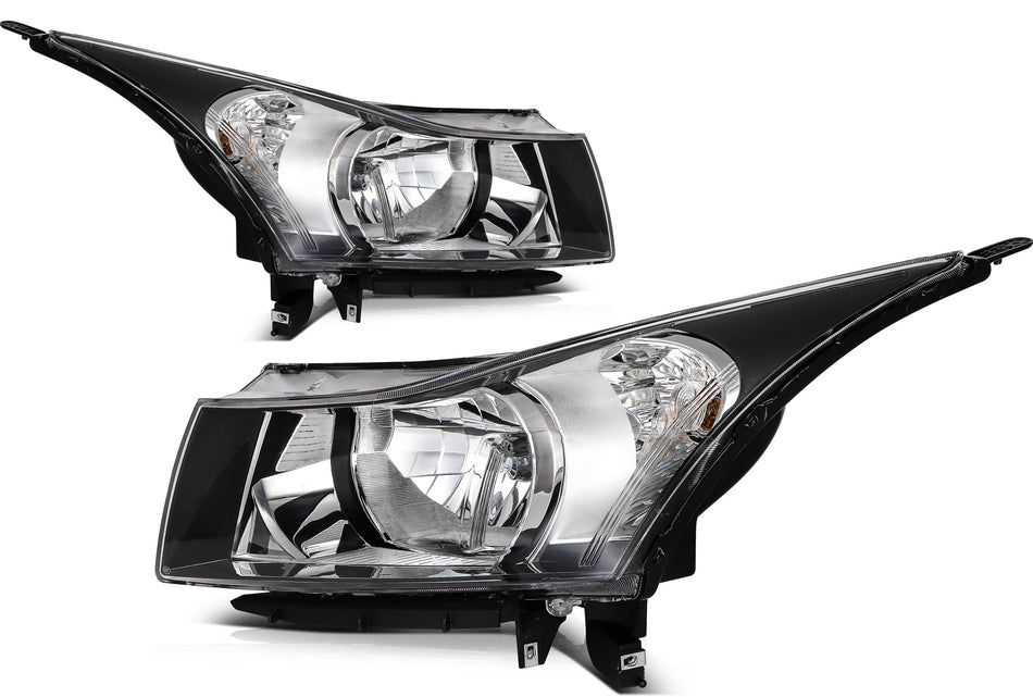 2pcs/Pair Black Headlight Headlamp For 2011-2015 Chevy Chevrolet Cruze Sedan 4Dr