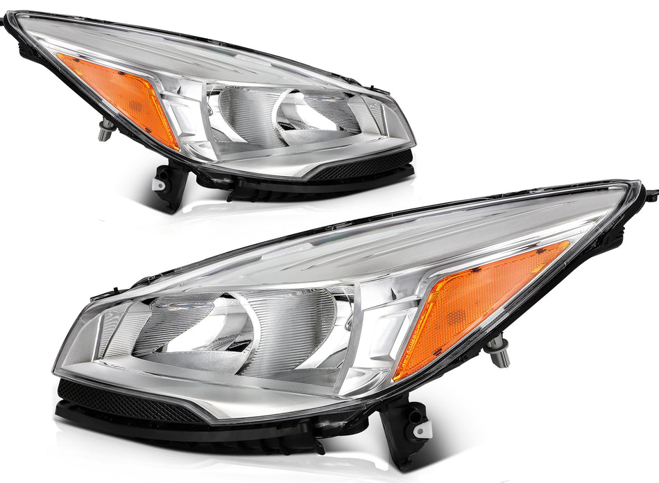 Chrome Housing For Ford Escape SUV 2013 - 2016 Headlights Assembly Pair