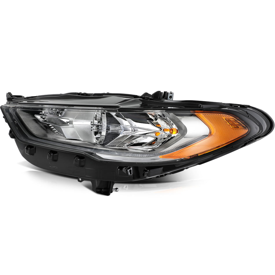 Black Left Driver Side Projector Headlights Assembly For 2017-2020 Ford Fusion
