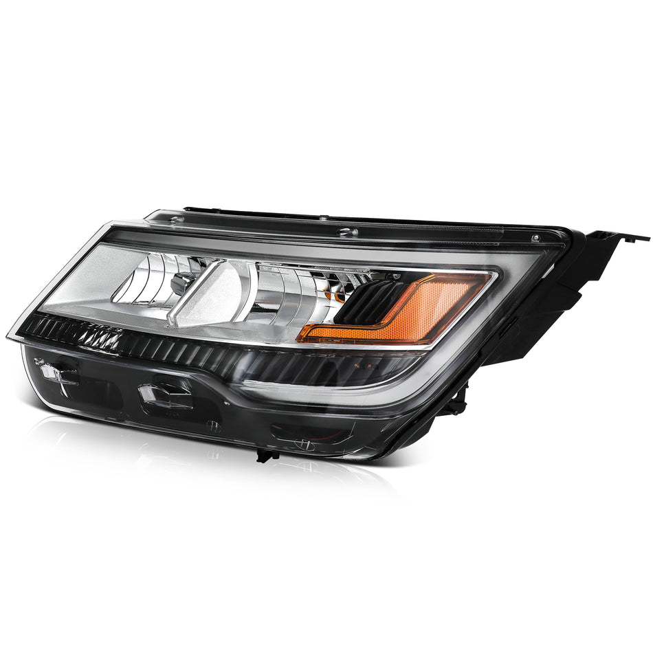Left Driver Chrome LED Headlight witho LEDDRL For 2016-2017 Ford Explorer Base XLT