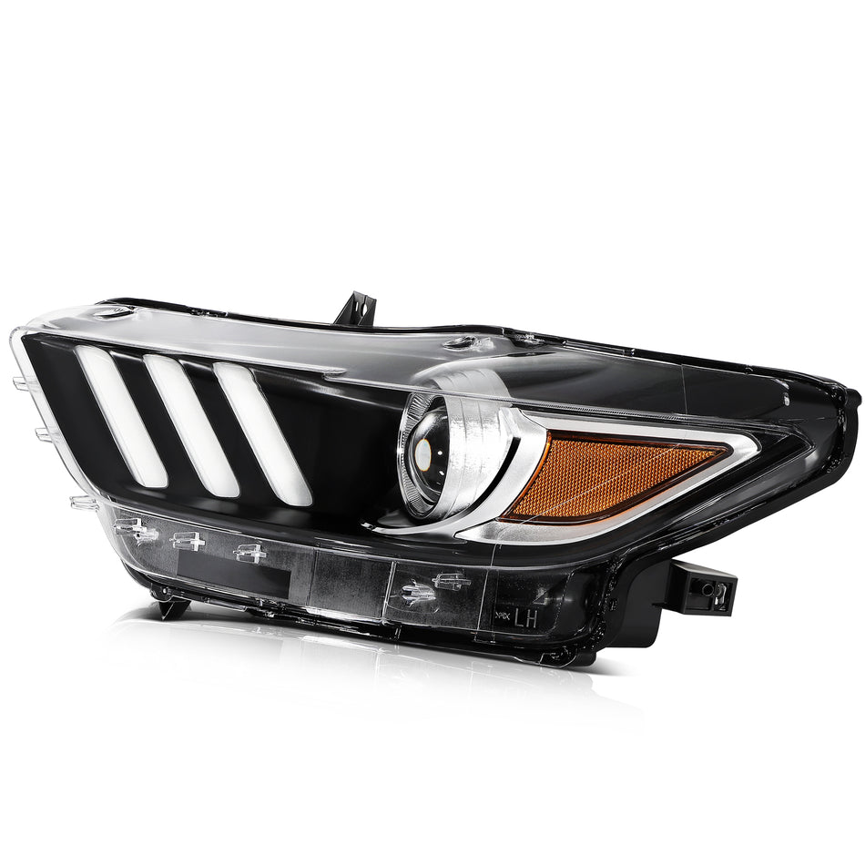 BK Left Driver Projector Xenon Headlights with LED DRL For 2015-2020 Ford Mustang