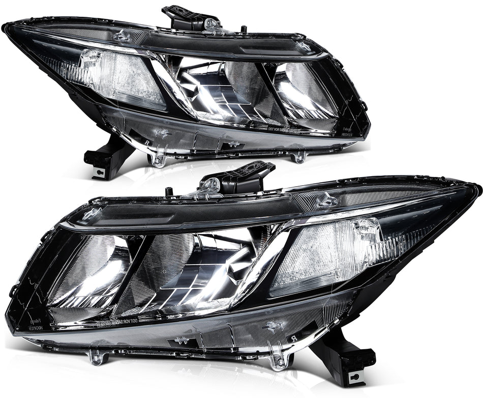Headlight Assembly Pair For 2012 2013 2014 2015 Honda Civic 4Dr Sedan/2Dr Coupe