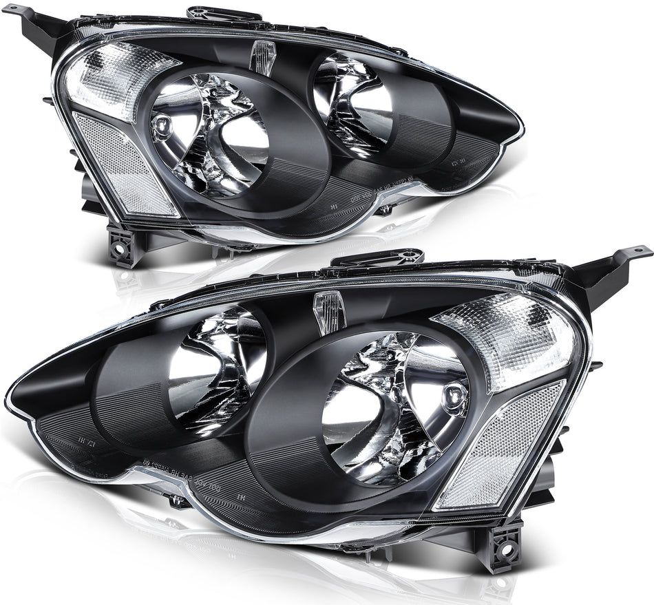For Acura RSX 2004-2002 Black Clear Lens Left Right Side Headlights Assembly