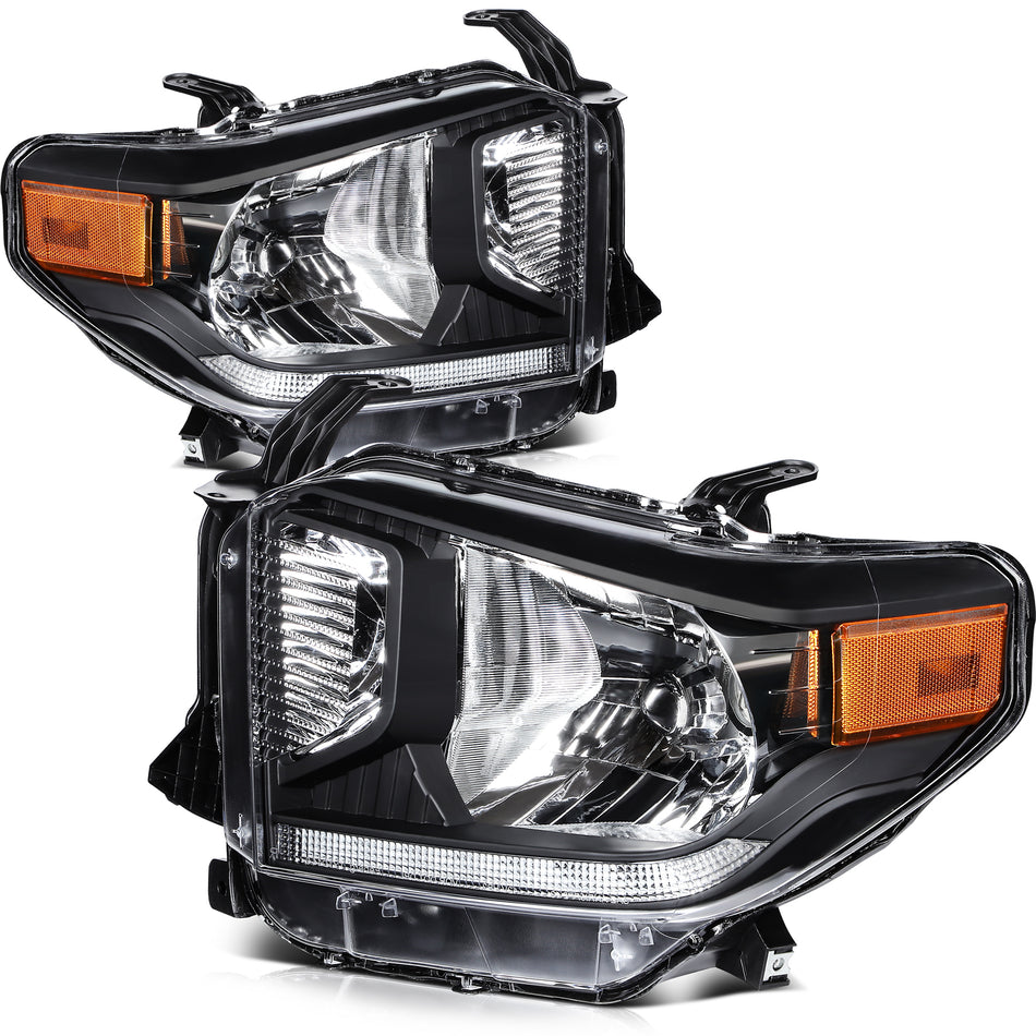 Headlights Assembly For 2014-2021 Toyota Tundra Black Housing Left Right