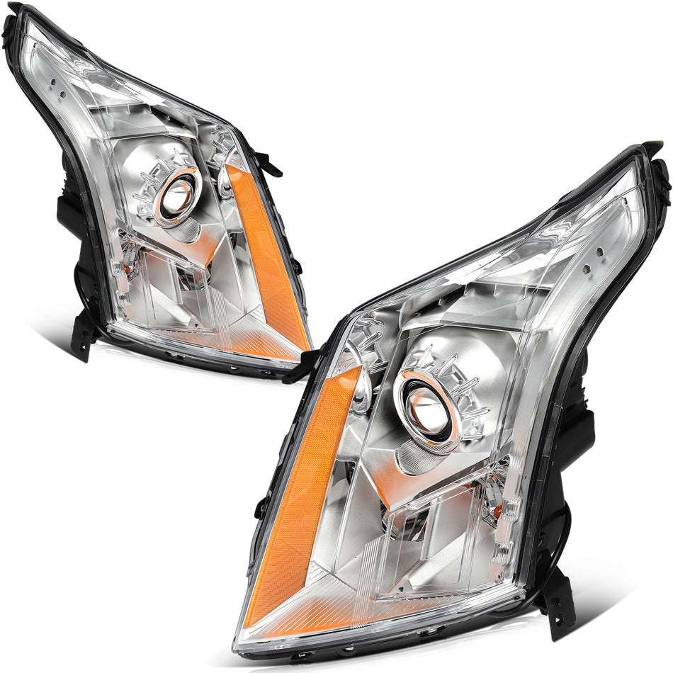 Pair Headlight Assembly For 2010-2016 Cadillac SRX Chrome Housing with Projector