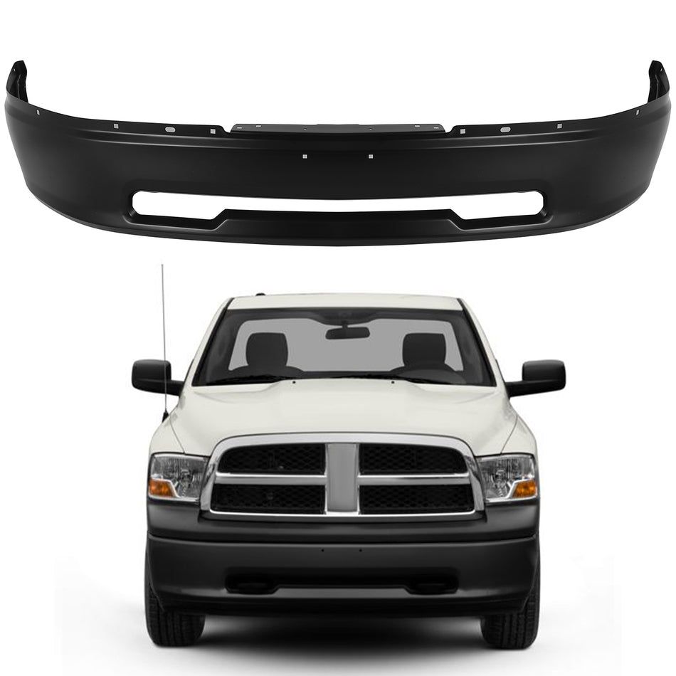 Front Bumper Black Steel For 09-12 Dodge Ram 1500 w/o Fog Light Holes 68206066AA
