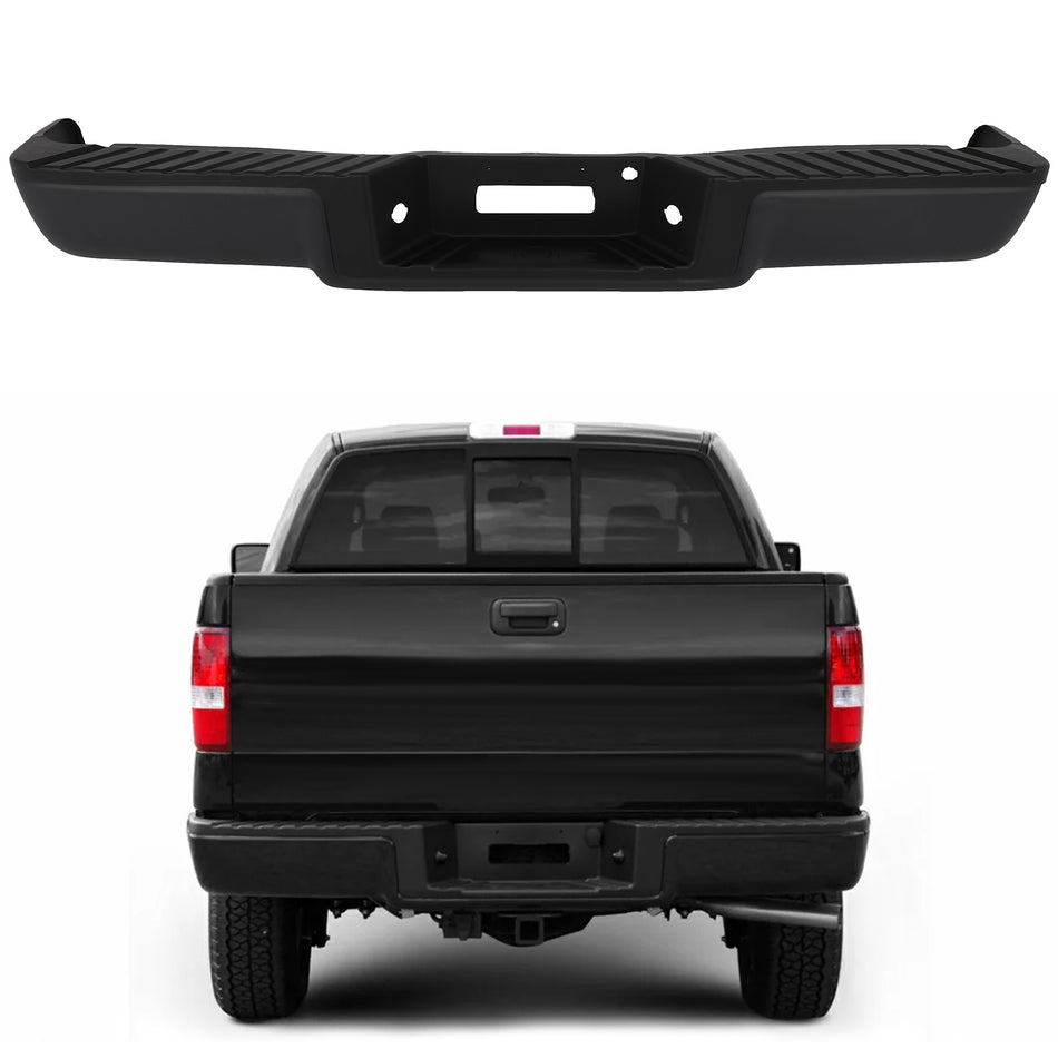 For 2004-2005 Ford F-150 Black Rear Bumper w/o Parking Assist Sensor Holes