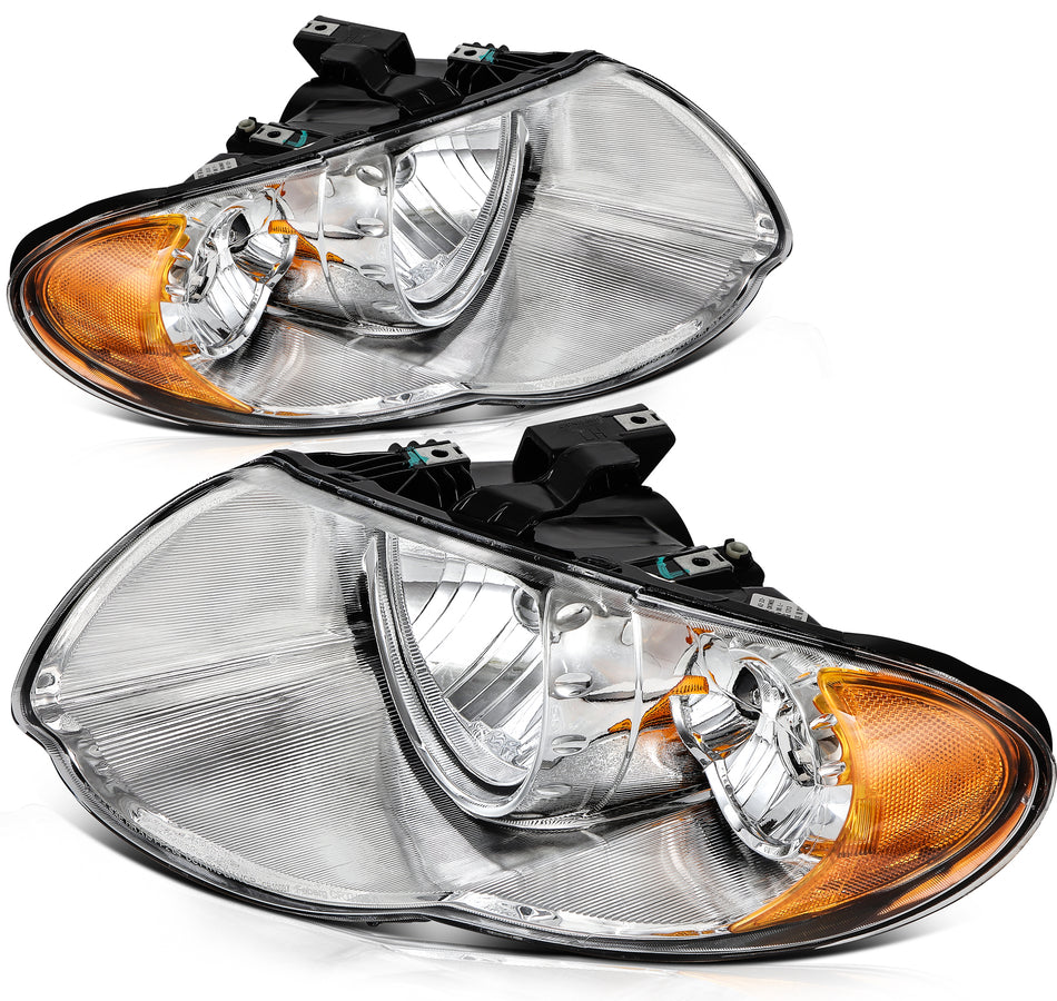 For 2005-2007 Chrysler Town & Country 119 inch Wheelbase 2pcs/Pair Chrome Headlights