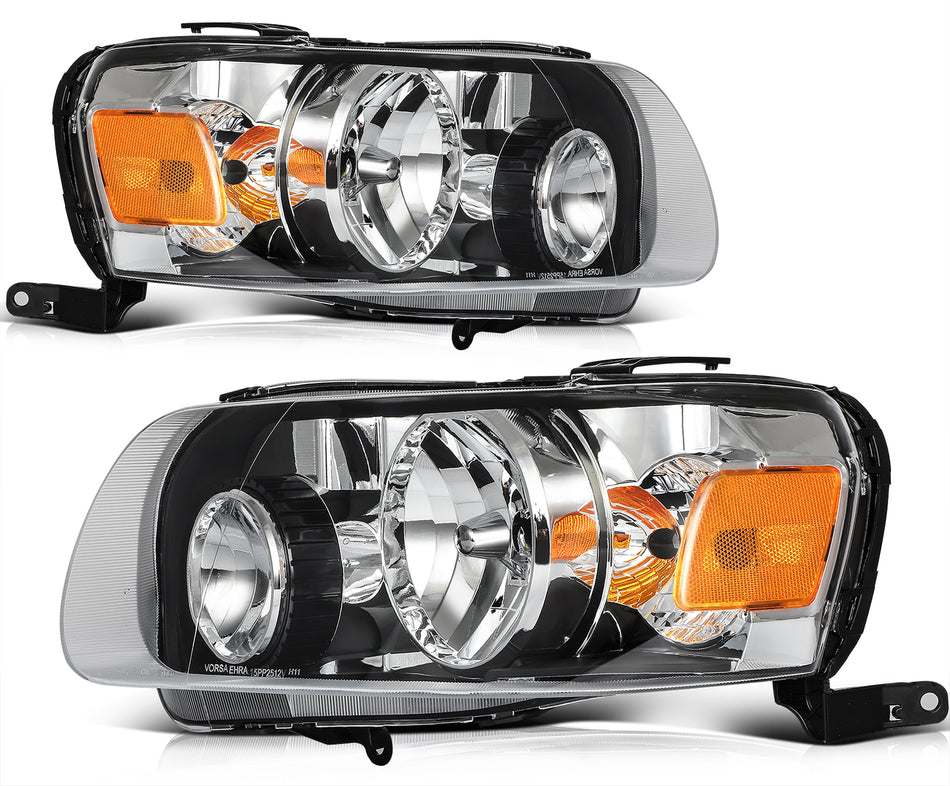 Headlights Assembly LeftRight Pair For 2005-2007 Ford Escape Black Housing