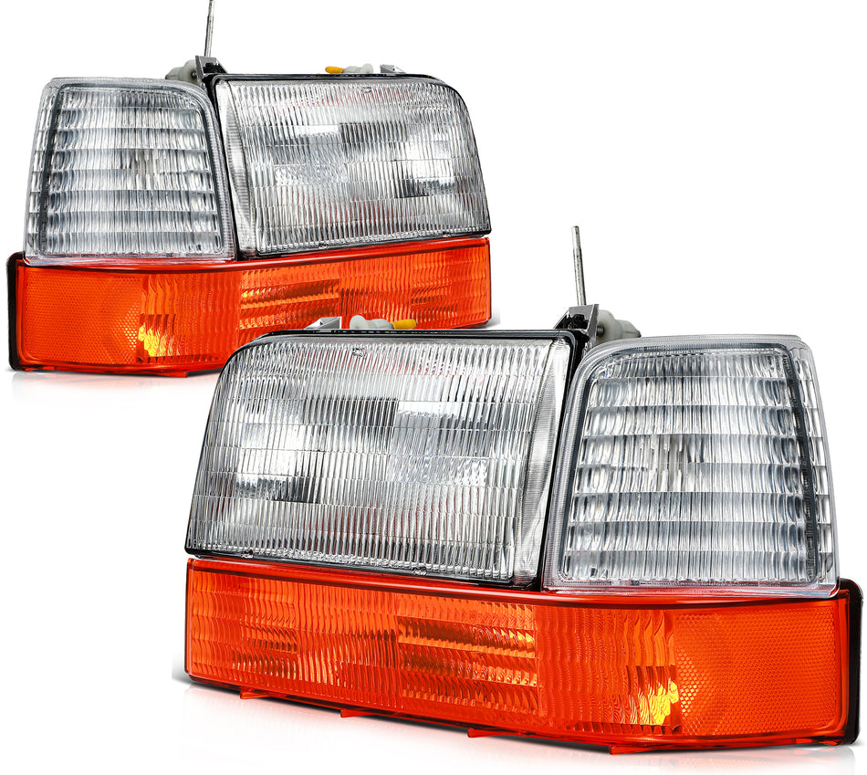 Headlights Assembly Pair For Ford F-150 F-250 F-350 1992 1993 1994 1995 1996
