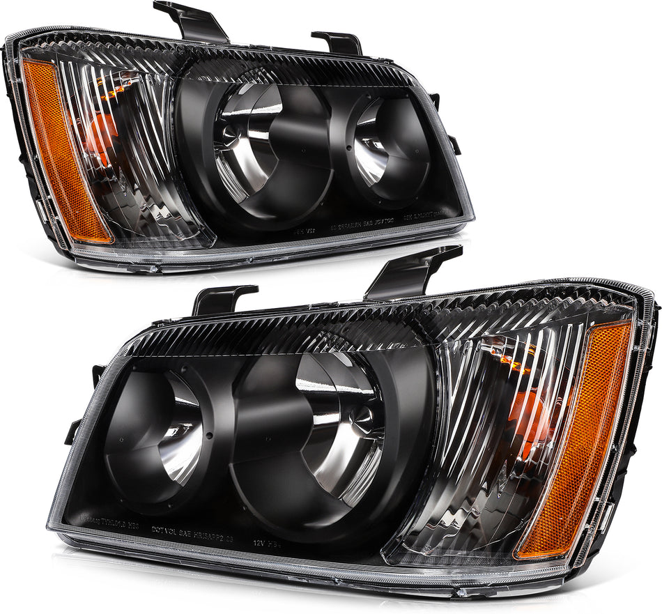 Headlights Assembly Pair For Toyota Highlander 2001-2007 Black Housing Headlamp