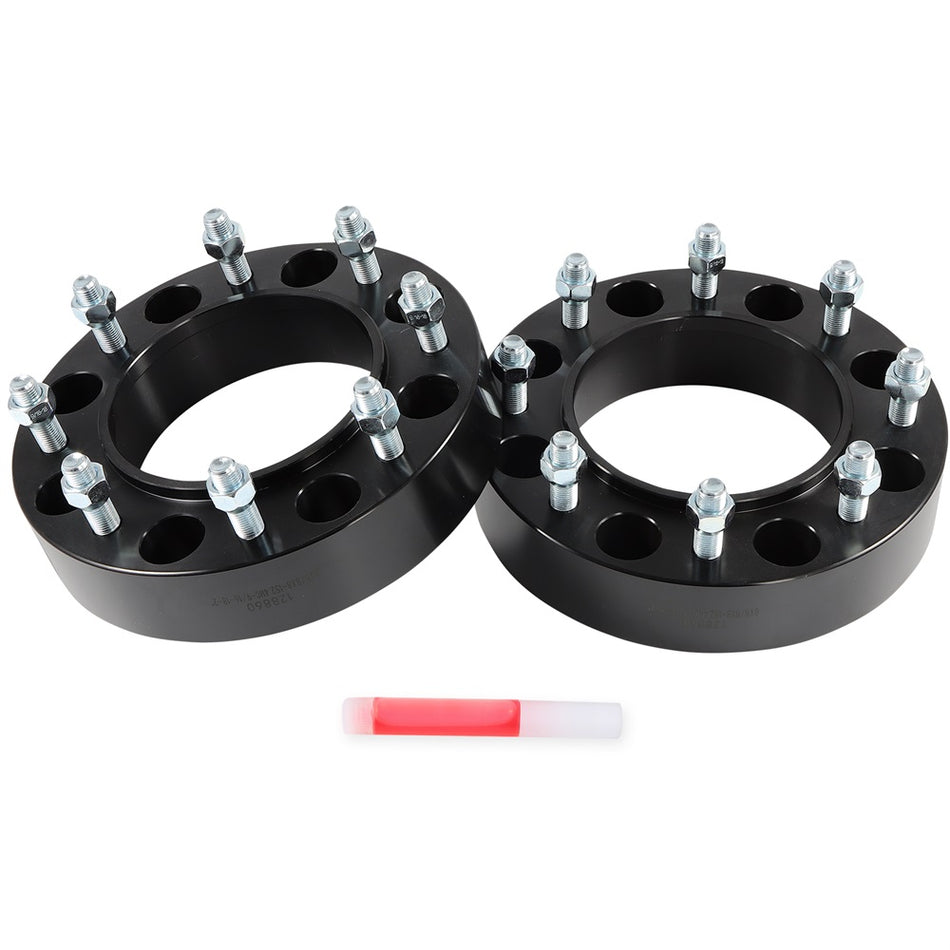 (2) 2inch 8x8inch Skid Steer Wheel Spacers 9/16x18 6inch For 8 Lug Bobcat Case CAT Black