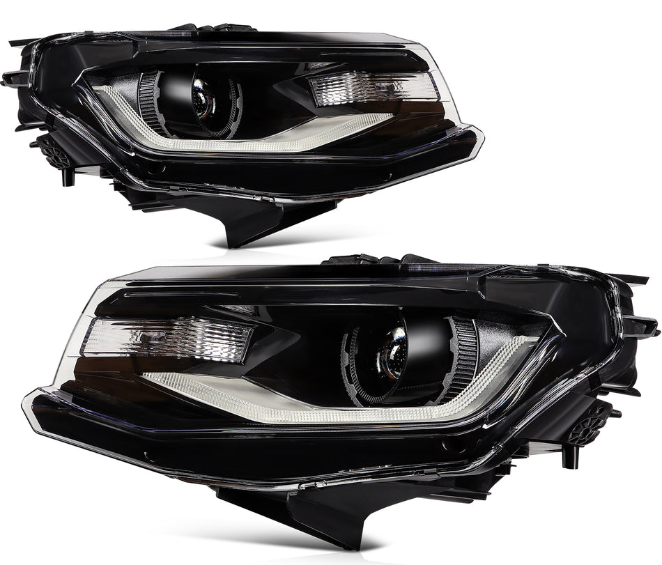 BLK 2pcs/Pair Projector HID/Xenon Headlight with LEDDRL For 2016-2022 Chevy Camaro