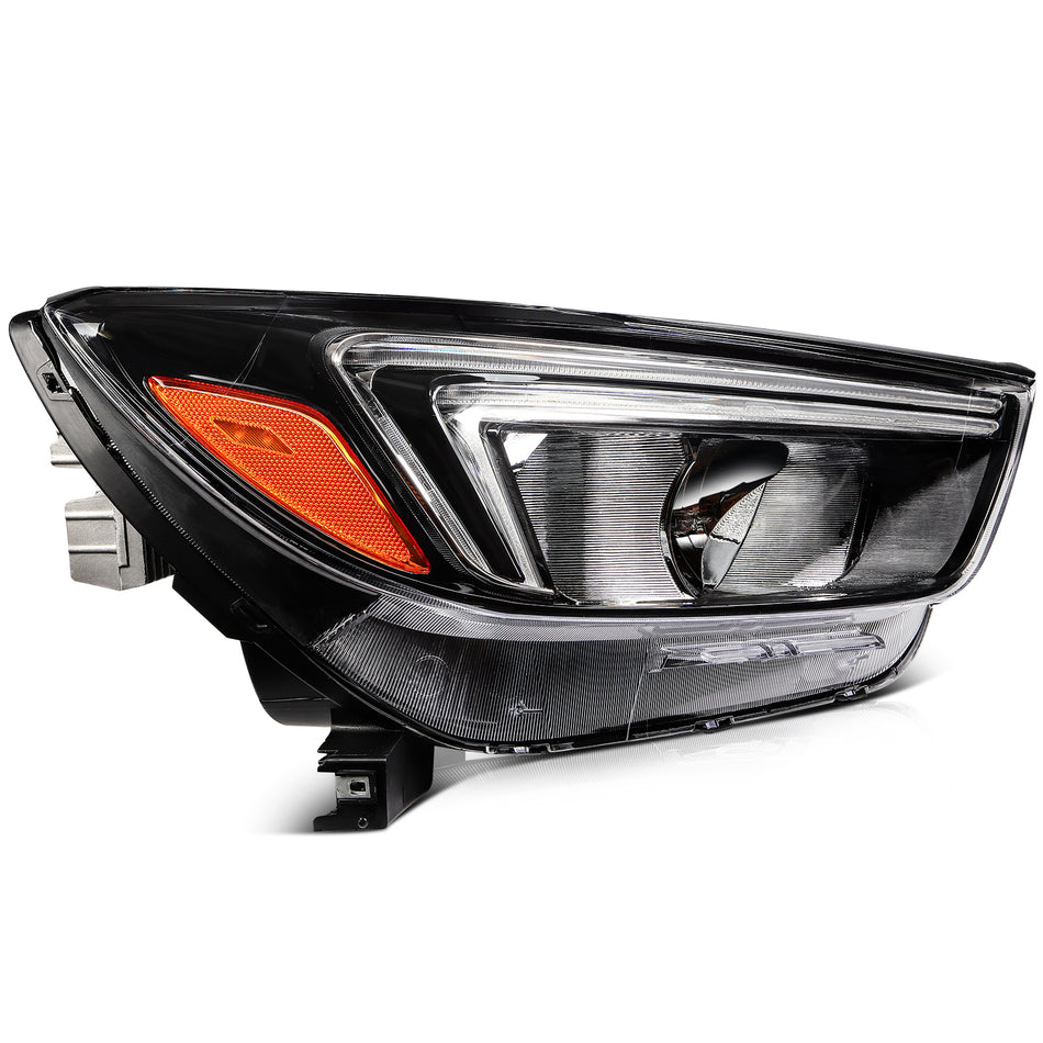 Right Passenger For 2017-2022 Buick Encore Black Halogen Headlights with LED DRL