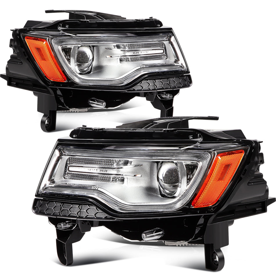 2pcs/Pair Projector HID/Xenon Headlight withLEDDRL For 2014-16 Jeep Grand Cherokee