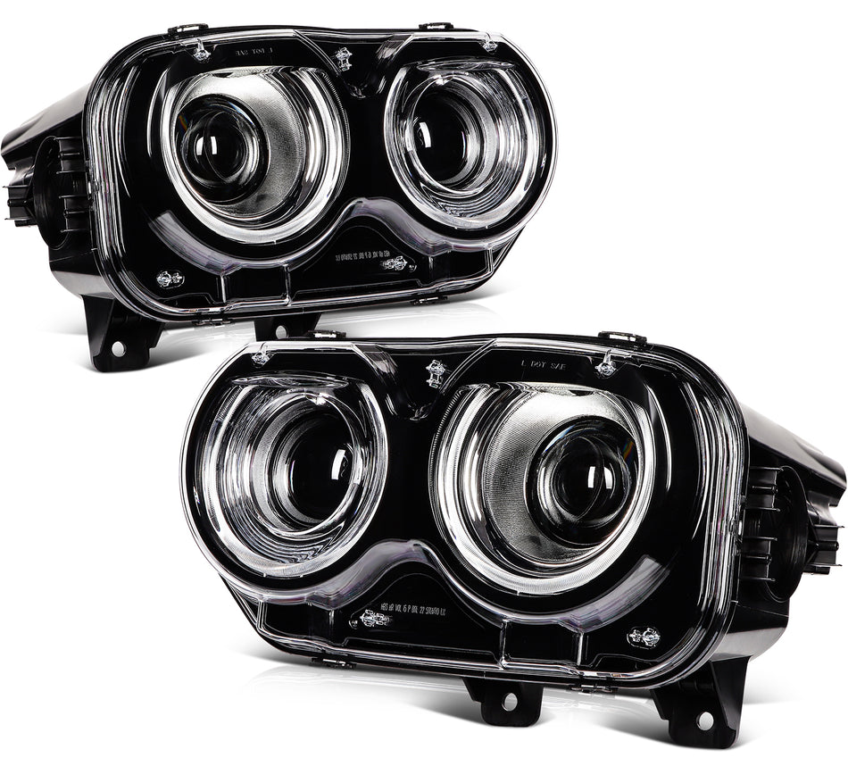 [2pcs/Pair] Halogen Projector Headlight with LEDDRL For 2015-2023 Dodge Challenger