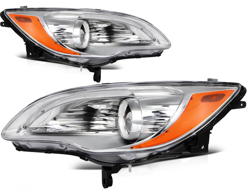 Chrome Amber 2pcs/Pair Projector Headlights with LEDDRL For 2011-2014 Chrysler 200