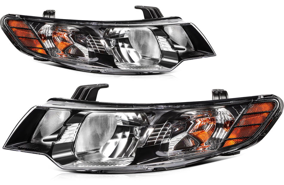 Black Amber 2pcs/Pair Headlight Headlamp Assy For 2010-2013 Kia Forte/Forte Koup