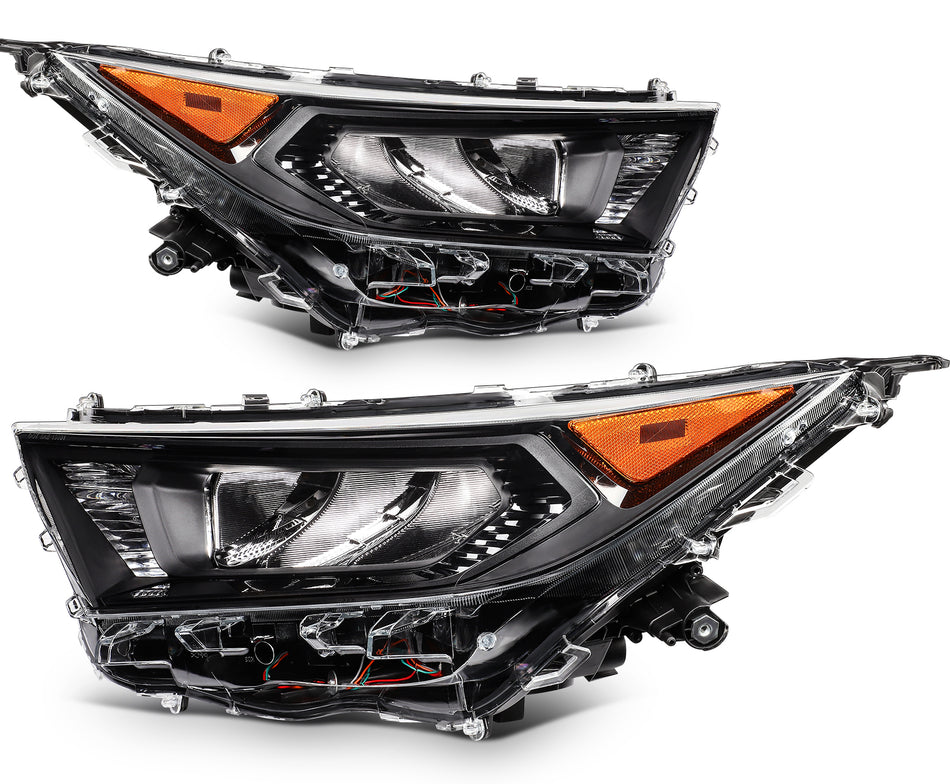 [2PCS/PAIR] For 2019-2022 Toyota RAV4 Hybrid LE BLK Amber LED Headlight Headlamp