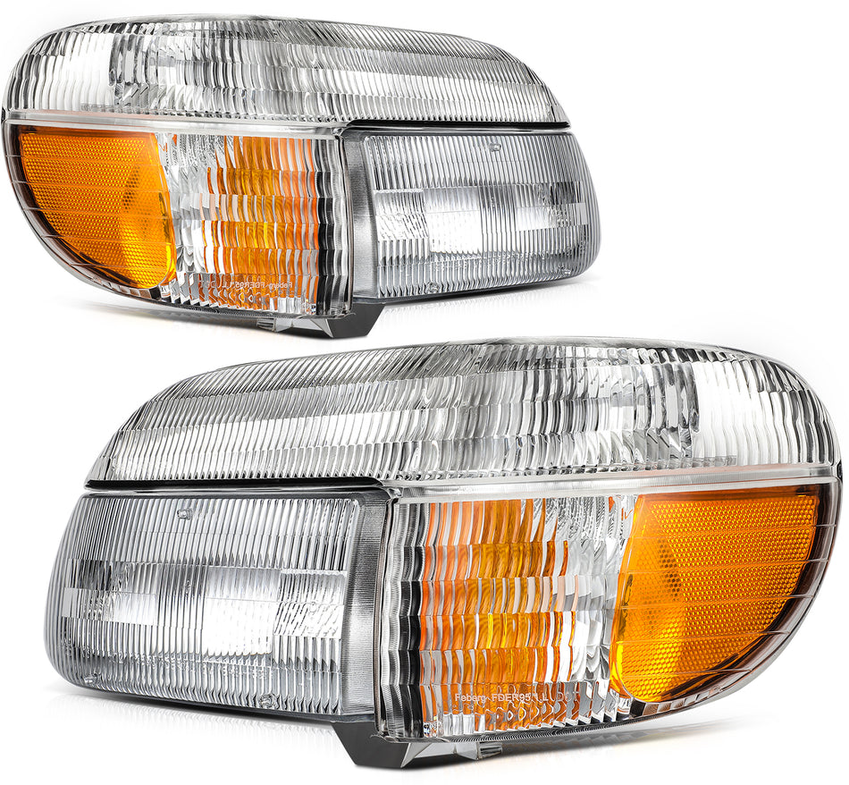 For Ford Explorer 1995-2000 2001 Headlights Assembly Pair Chrome Housing