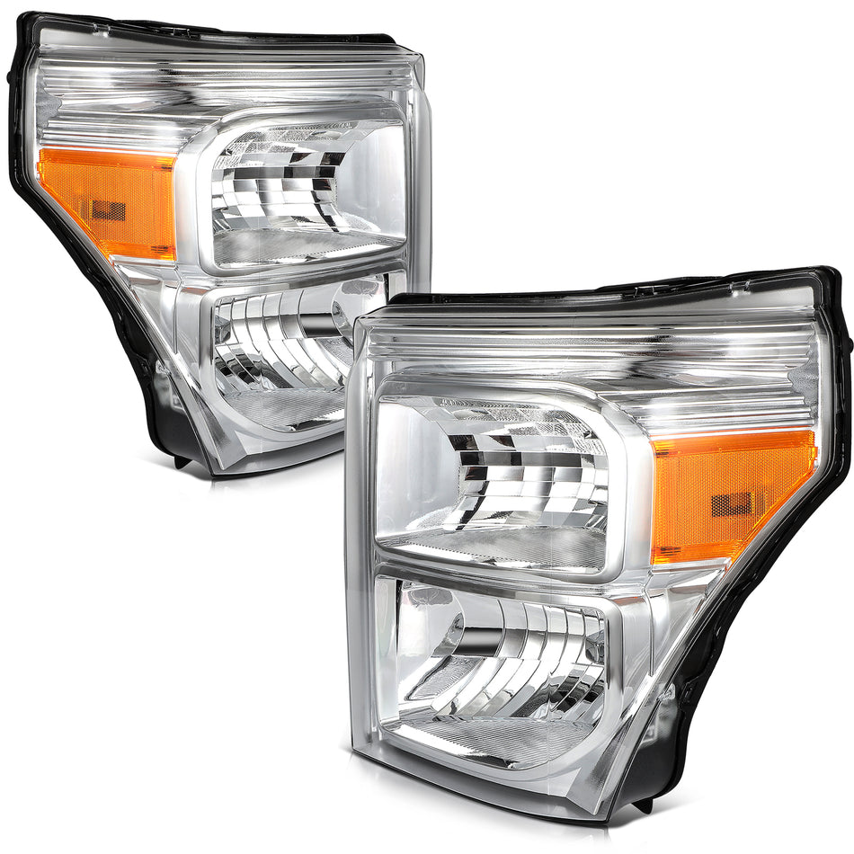 Headlights Assembly LR For 2011-16 Ford F-250 350 450 550 Super Duty Chrome