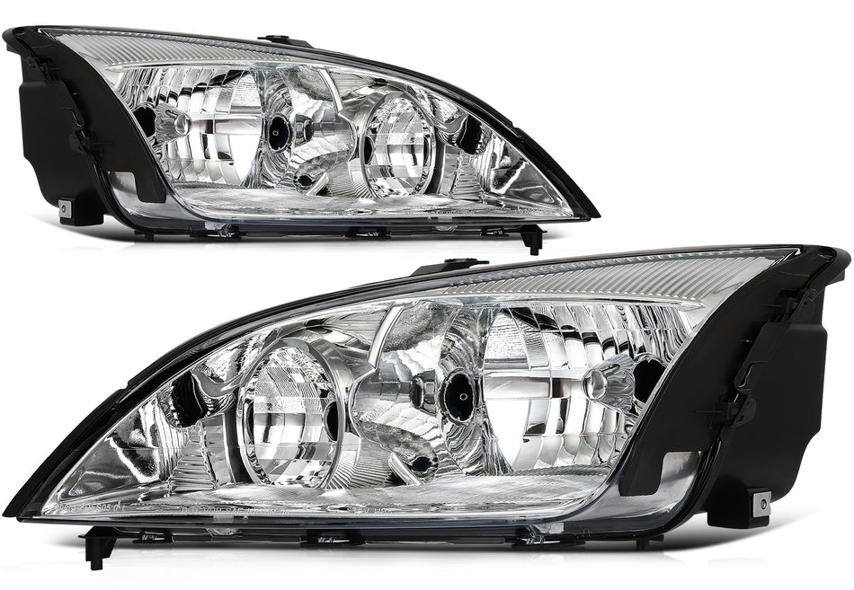 Headlights Assembly For 2005 2006 2007 Ford Focus Chrome Housing LR Pair