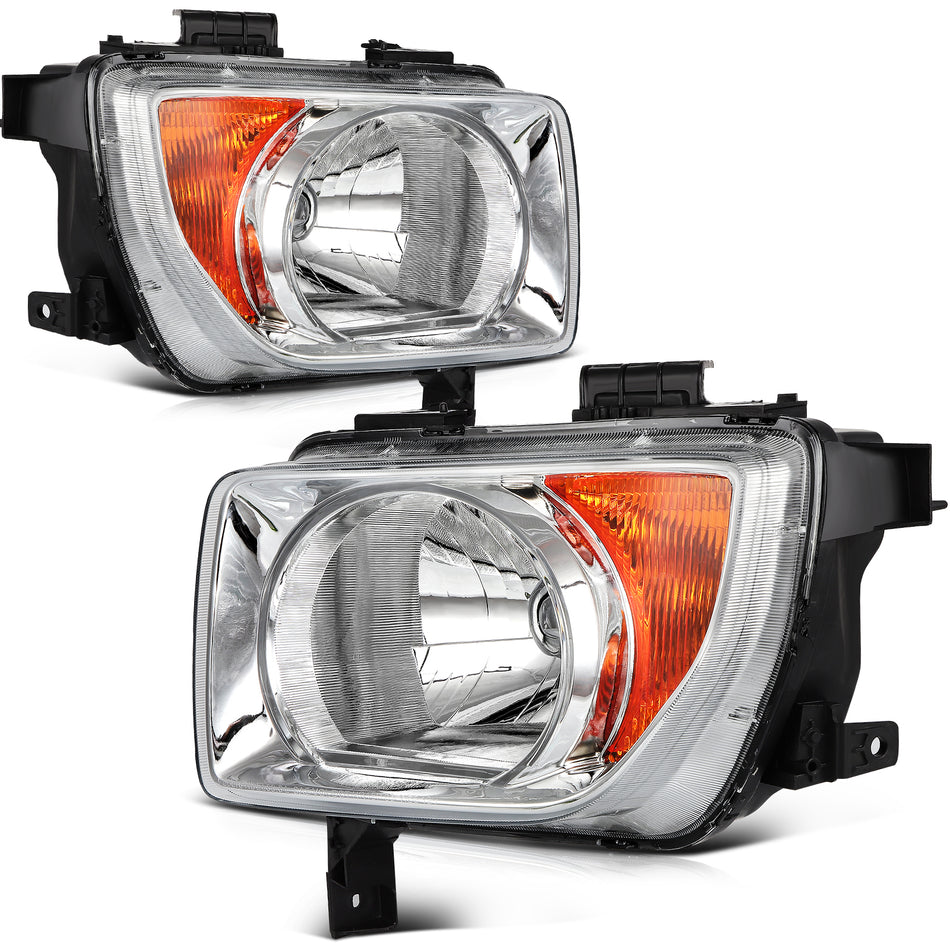 Headlights Assembly For Honda Element 2003-2008 Chrome Housing LeftRight Pair