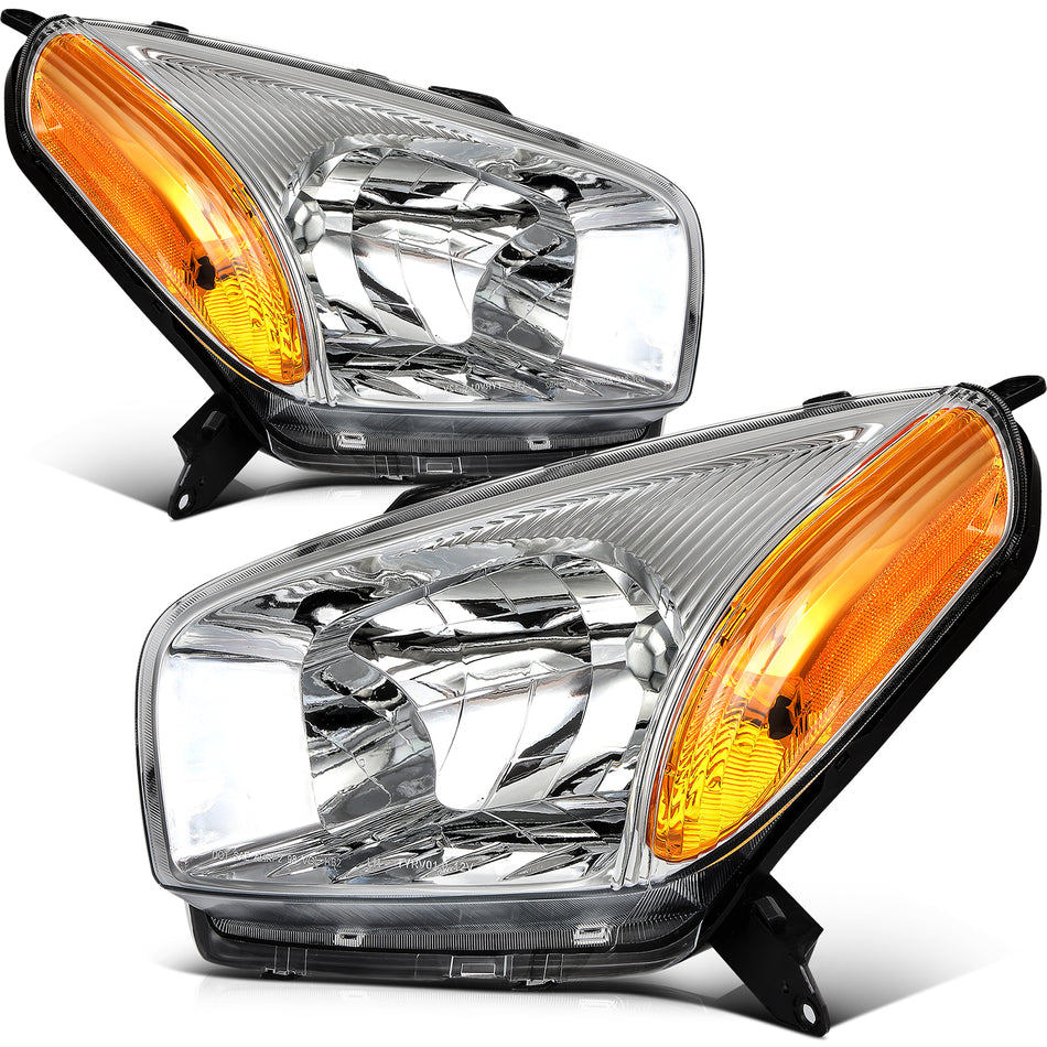 Left Right For Toyota RAV4 2001-2003 Chrome Housing withAmber Headlights Assembly
