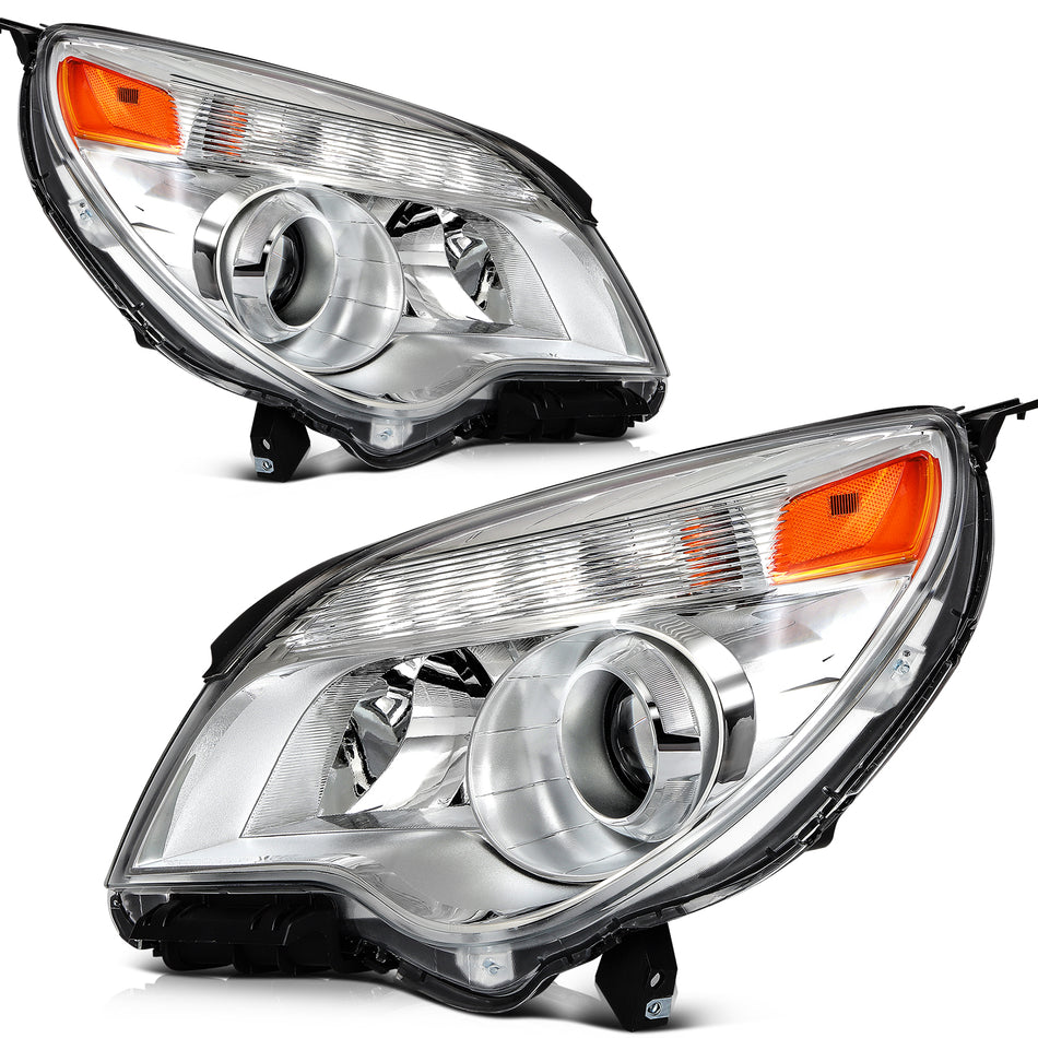 2pcs Pair Chrome Amber Projector Headlight For 2010-2015 Chevy Equinox LS LT LTZ
