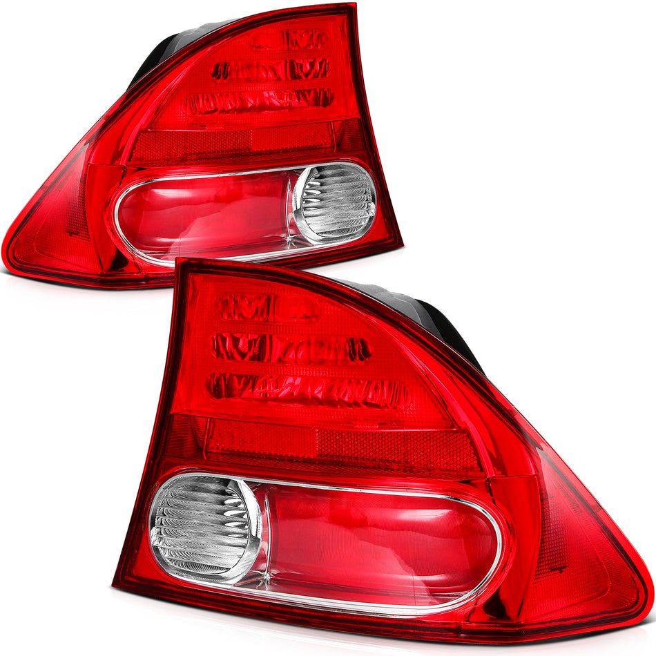 1 Pair Red Brake Lamp Tail Light Assembly For 2009-2011 Honda Civic Sedan