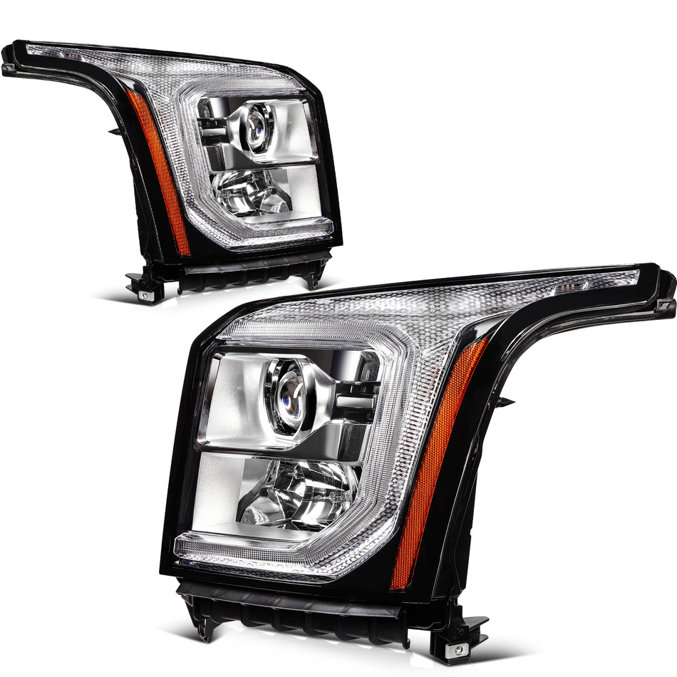 2pcs/Pair Projector Halogen Headlight withLEDDRL For 2015-2020 GMC Yukon /Yukon XL