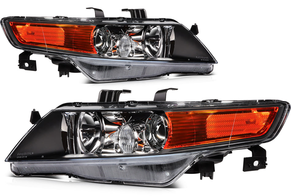 2pcs Black HID Xenon Projector Headlight For 2004-2008 Acura TSX Base Sedan 4-Dr